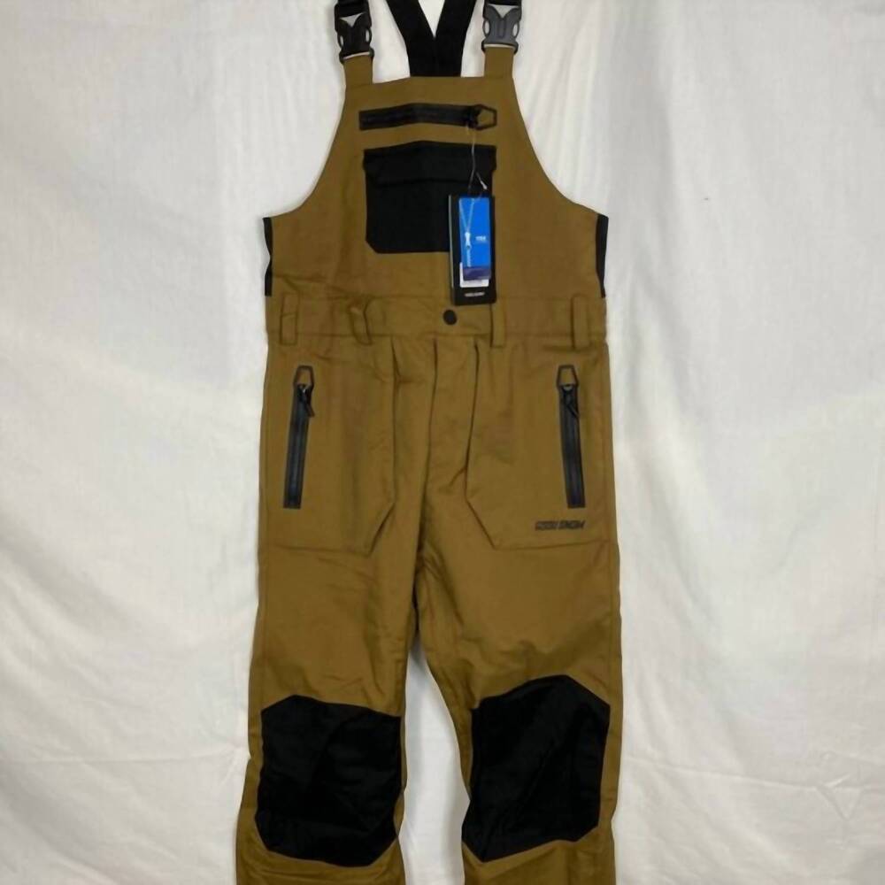 NEW GSOU SNOW men’s relaxed fit snow bibs with knee reinforcements in brown